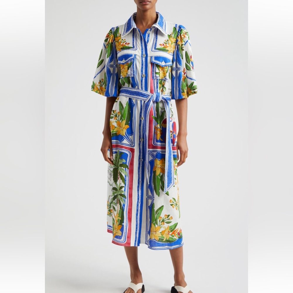 FARM Rio Multicolor Tropical Print Midi Dress